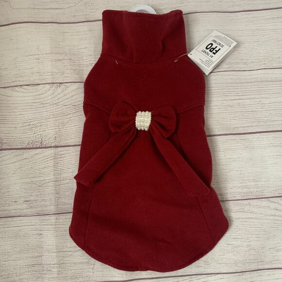Fab Dog Maroon Red Dog Winter Dress Coat with White Bead Detail Size Medium - Picture 1 of 16